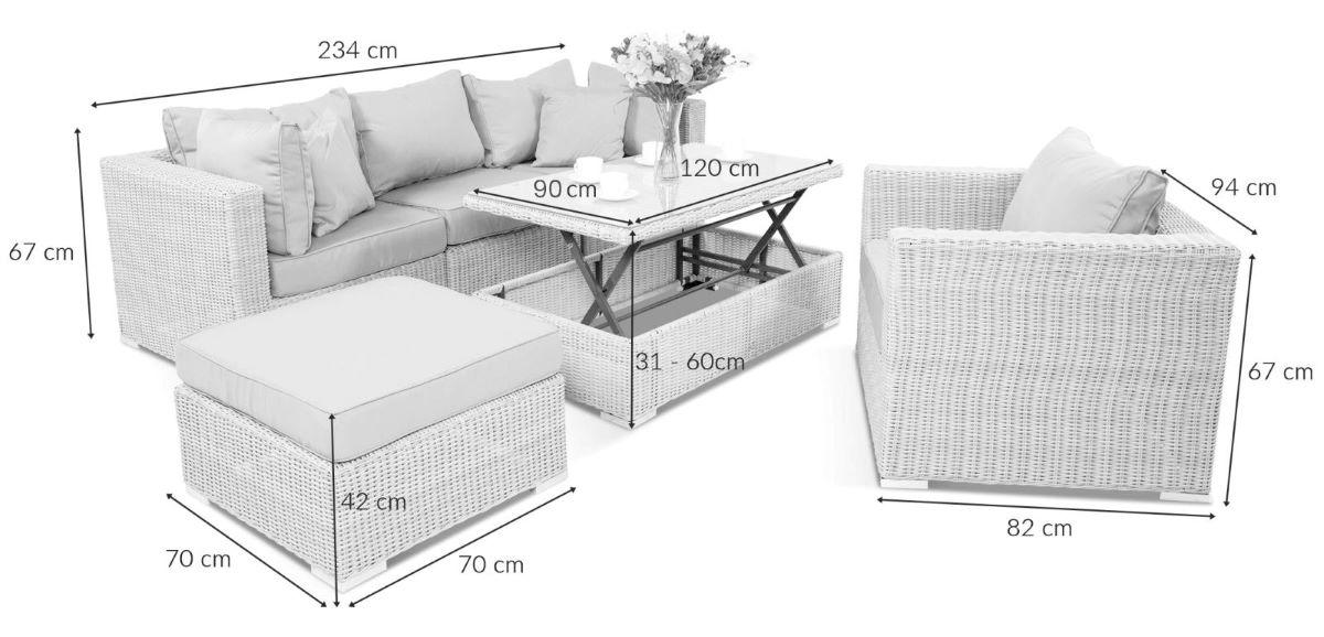 Wymiary narożnika technorattan Ligurito XI