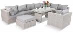 Narożny zestaw wypoczynkowy technorattan LIGURITO X Plus Off-WHITE Elite & Taupe + fotel