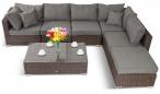 Meble technorattan z podnoszonym stołem LIGURITO VIII Brown Elite & Grey