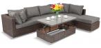 Meble technorattanowe modułowe z podnoszonym stolikiem Ligurito VIII Brown Elite & Grey