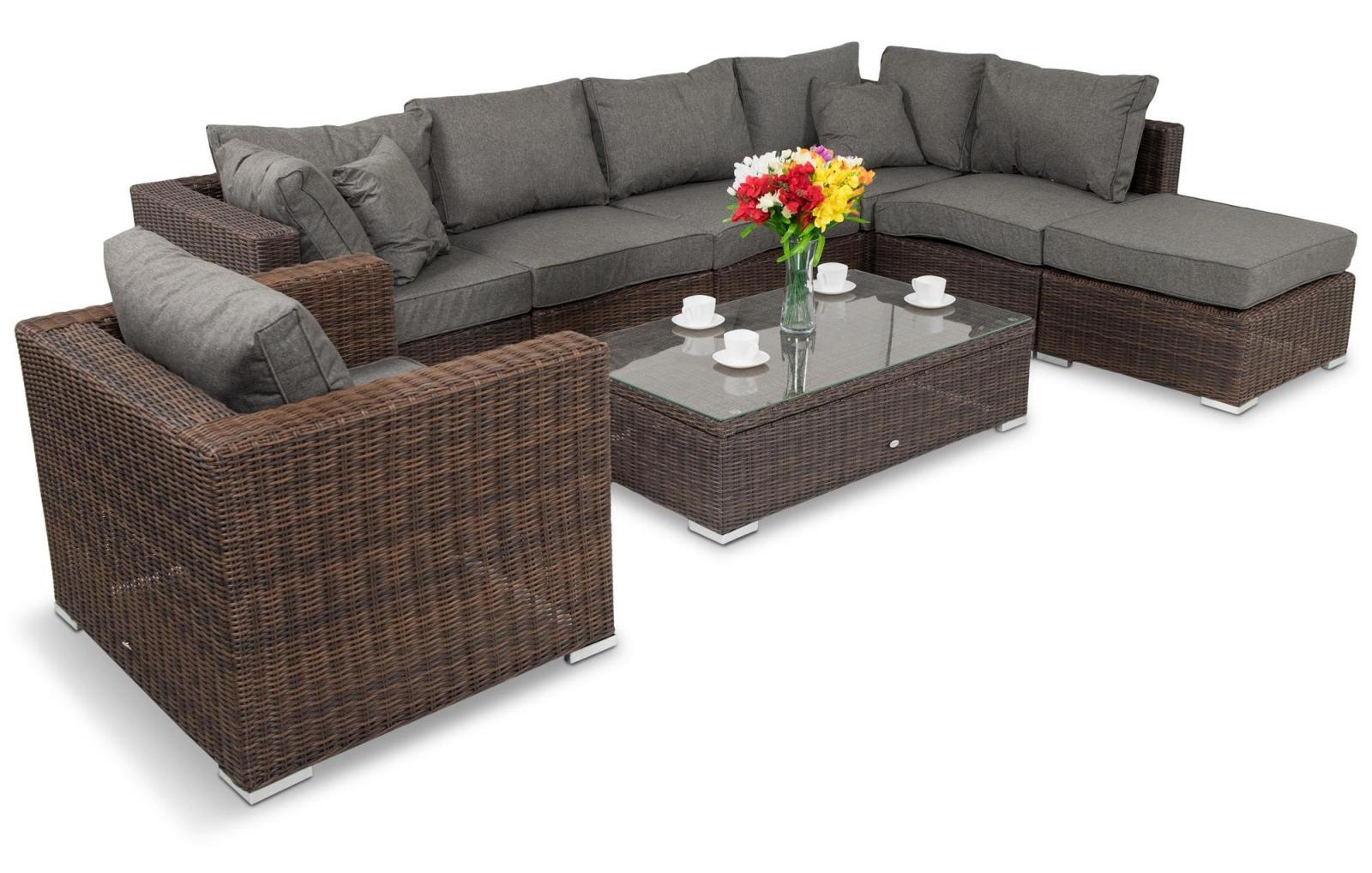 meble premium do ogrodu z podnoszonym stołem w kolorze brązowym