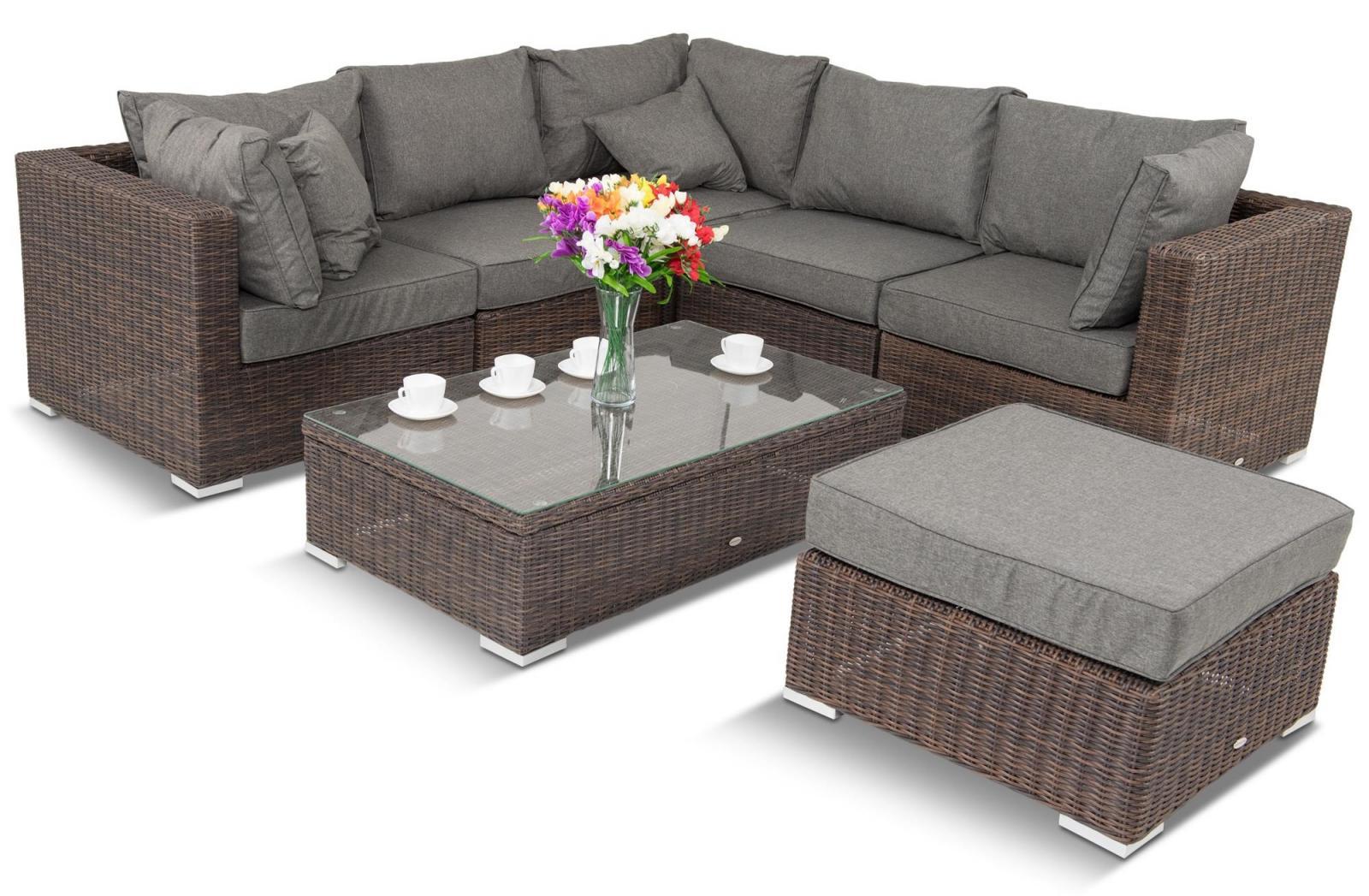 narożny zestaw mebli ogrodowych z regulacją wysokości stołu