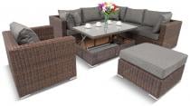 Meble premium do ogrodu z podnoszonym stołem Ligurito IX Brown Elite & Grey + fotel