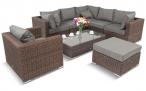 Meble premium do ogrodu z podnoszonym stołem Ligurito IX Brown Elite & Grey + fotel