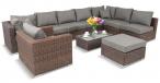 Brązowy modułowy narożnik z technorattanu premium Ligurito X Brown Elite & Grey + fotel