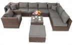 Brązowy modułowy narożnik z technorattanu premium Ligurito X Brown Elite & Grey + fotel