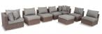 Brązowy modułowy narożnik z technorattanu premium Ligurito X Brown Elite & Grey + fotel