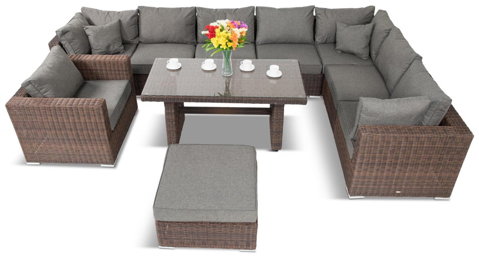 duży brązowy komplet mebli na taras technorattanowy