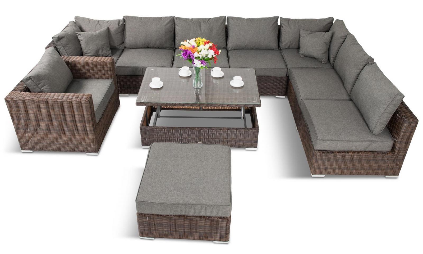 modułowe meble do ogrodu w kolorze brązowym