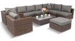 Modułowe meble do ogrodu w kolorze brązowym z podnoszonym stołem Ligurito X Brown Elite & Grey + fotel