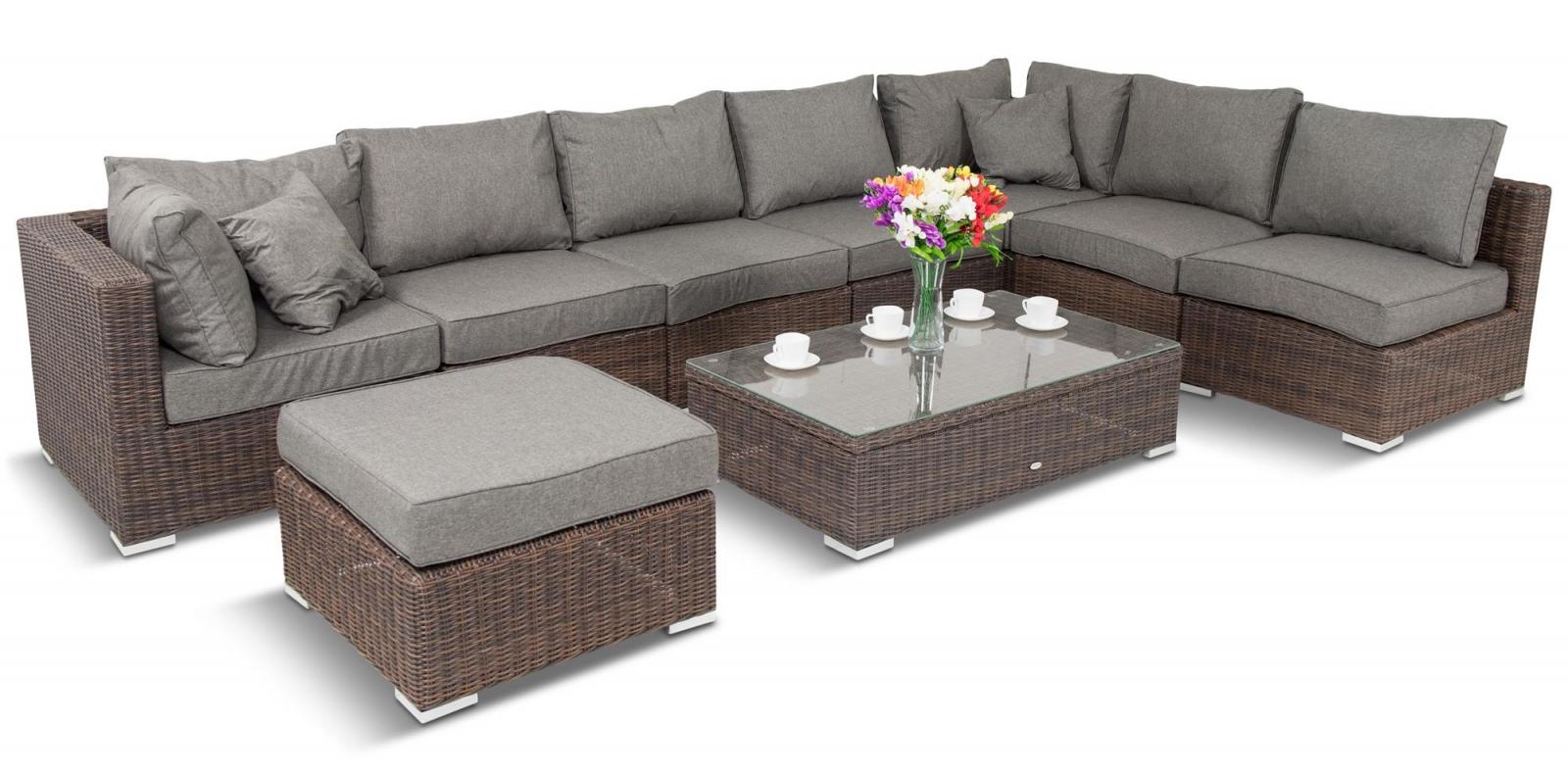 komplet mebli premium z technorattanu brązowe