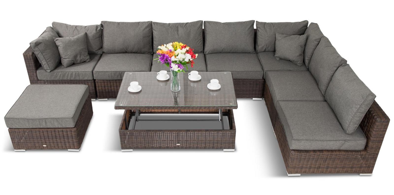 komplet mebli premium z technorattanu brązowych