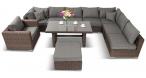Nowoczesne meble obiadowe z technorattanu z fotelem Ligurito X Plus Brown Elite & Grey