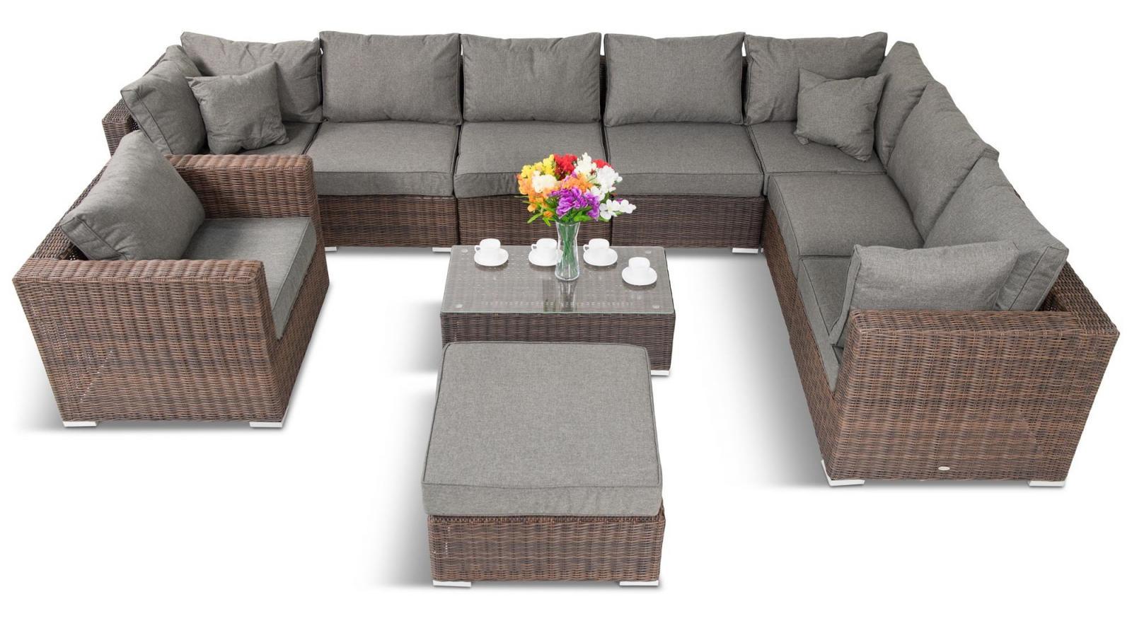 technorattanowy komplet ogrodowy dla 9 osób