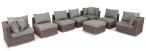 Technorattanowy komplet ogrodowy dla 9 osób Ligurito XI Brown Elite & Grey