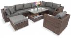 Zestaw mebli ogrodowych z regulowanym stołem LIGURITO XI Brown Elite & Grey + fotel