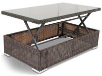 OUTLET - Stół podnoszony 120x70 cm z technorattanu - Ligurito Brown Elite & Grey