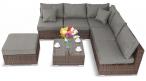 Narożne meble z technorattanu LIGURITO Brown Elite & Grey