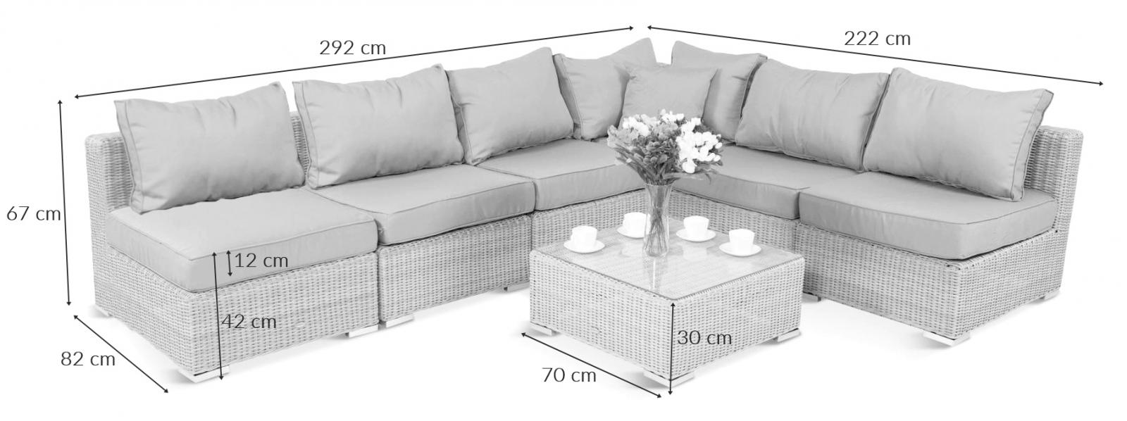 Wymiary narożnika technorattan Ligurito IX