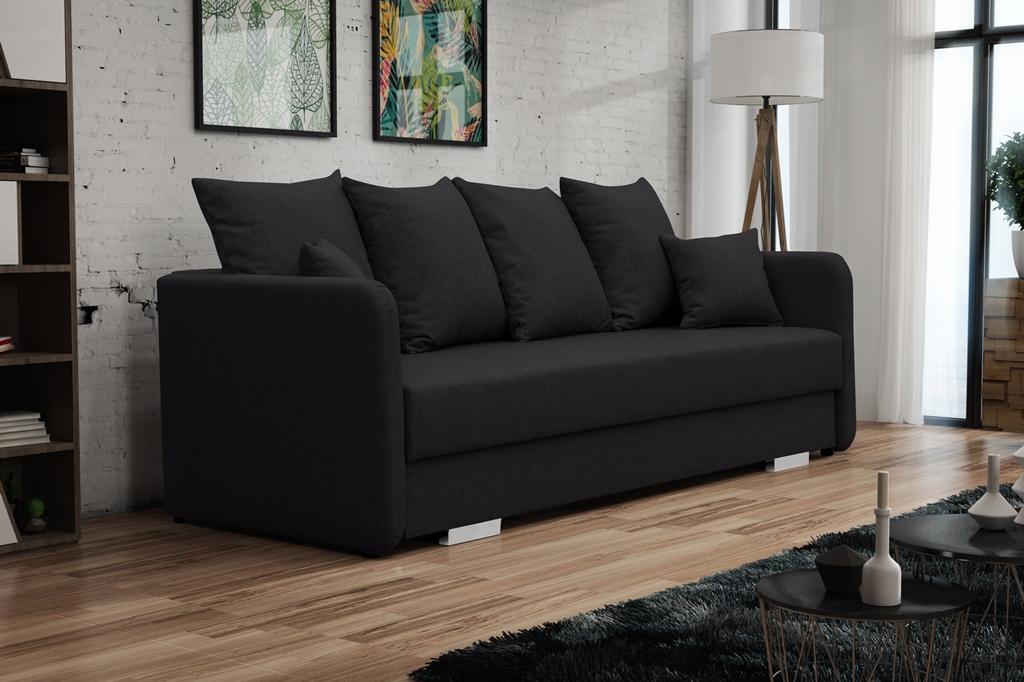 Czarna rozkładana sofa do salonu Ivet aranżacja