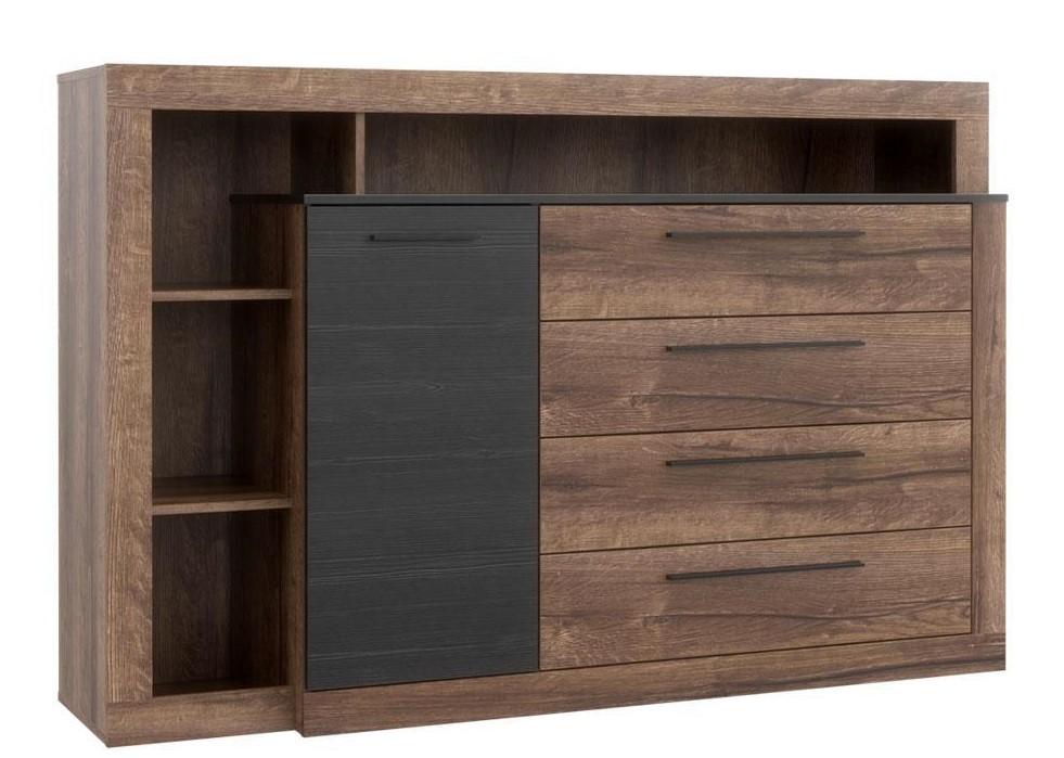 Komoda z kolekcji Bellevue z półkami i szufladami w kolorze dębu
