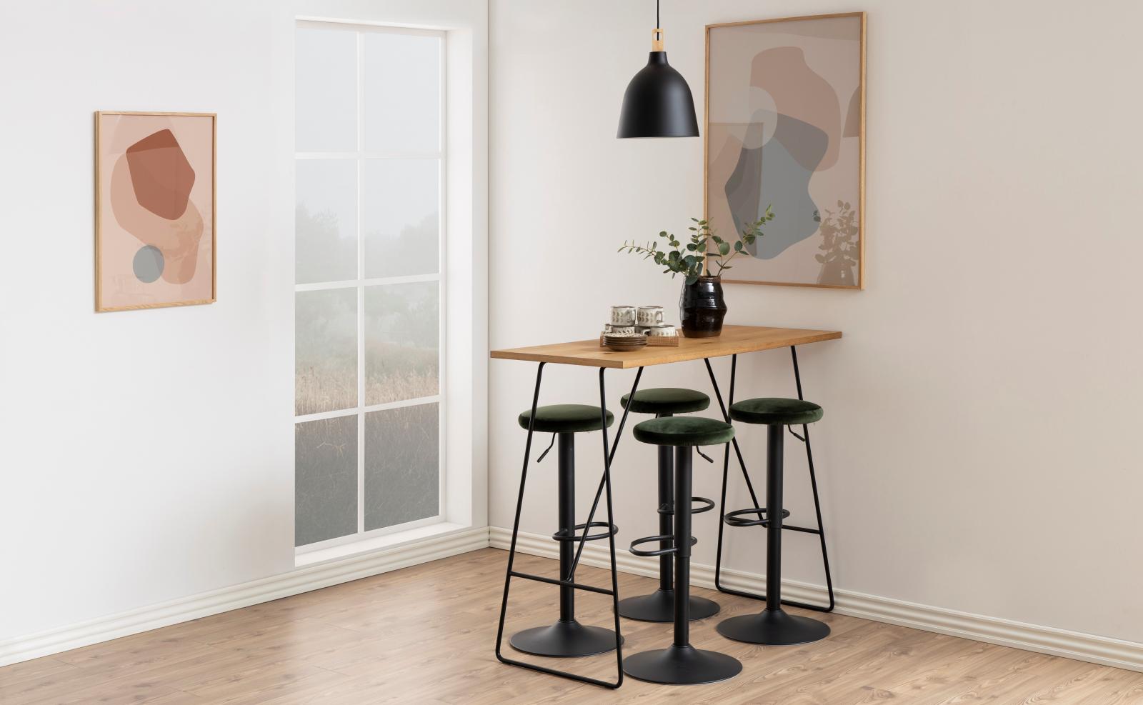 Stołek barowy z tapicerowanym siedziskiem czarny