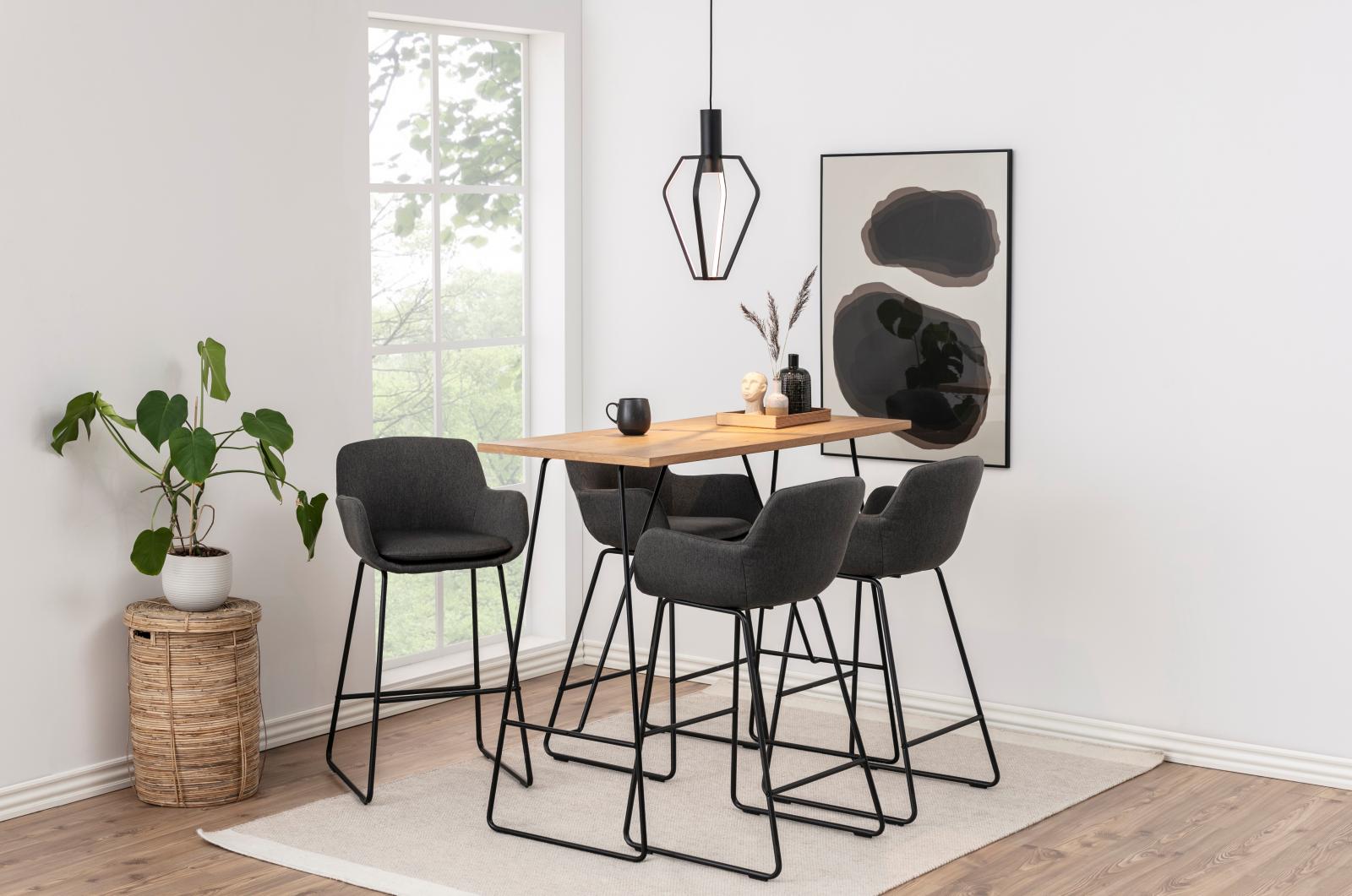 Krzesło barowe tapicerowane ciemny szary - aranżacja