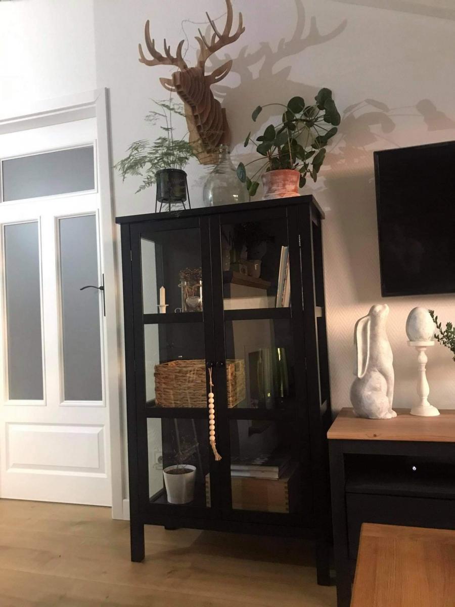 czarna witryna etos actona w salonie