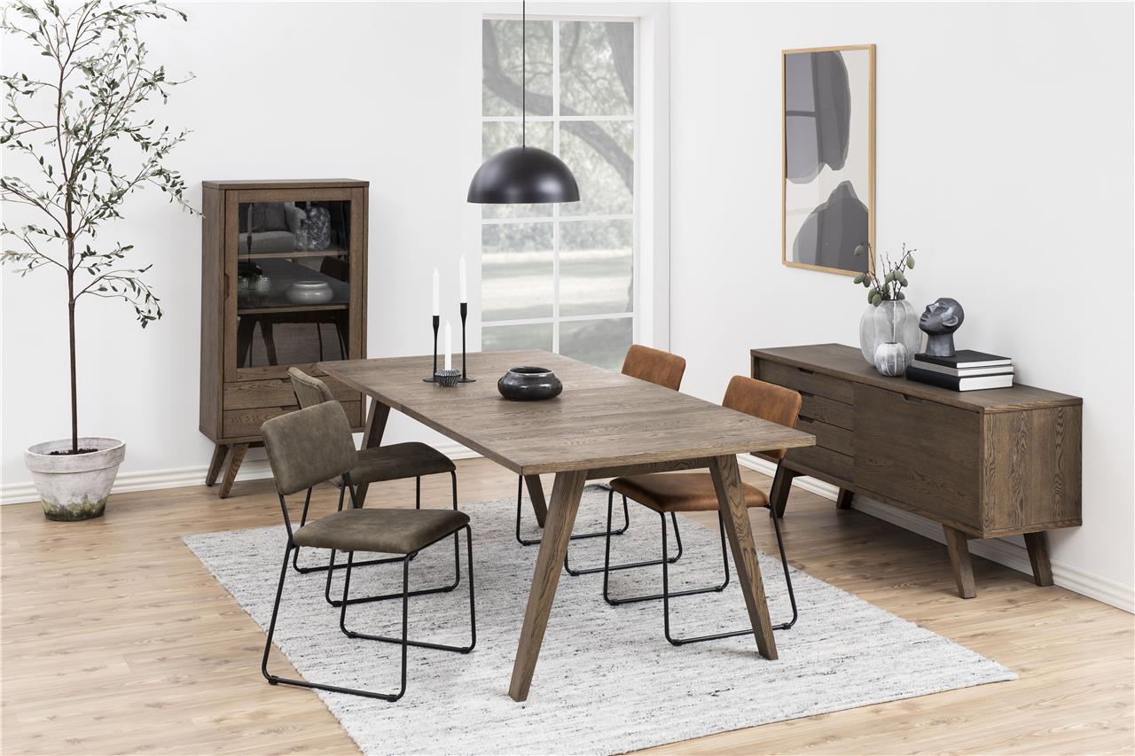 Krzesło w stylu vintage tapicerowane brązową ekoskórą