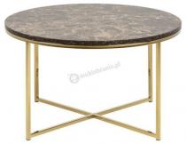 Brązowy stolik kawowy okrągły na złotych nogach vintage Actona Alisma 80cm