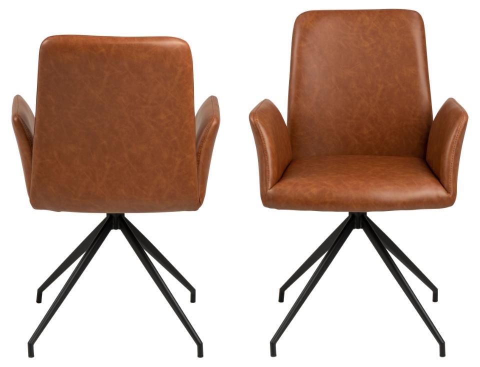 brązowe obrotowe krzesło skórzane Naya Actona