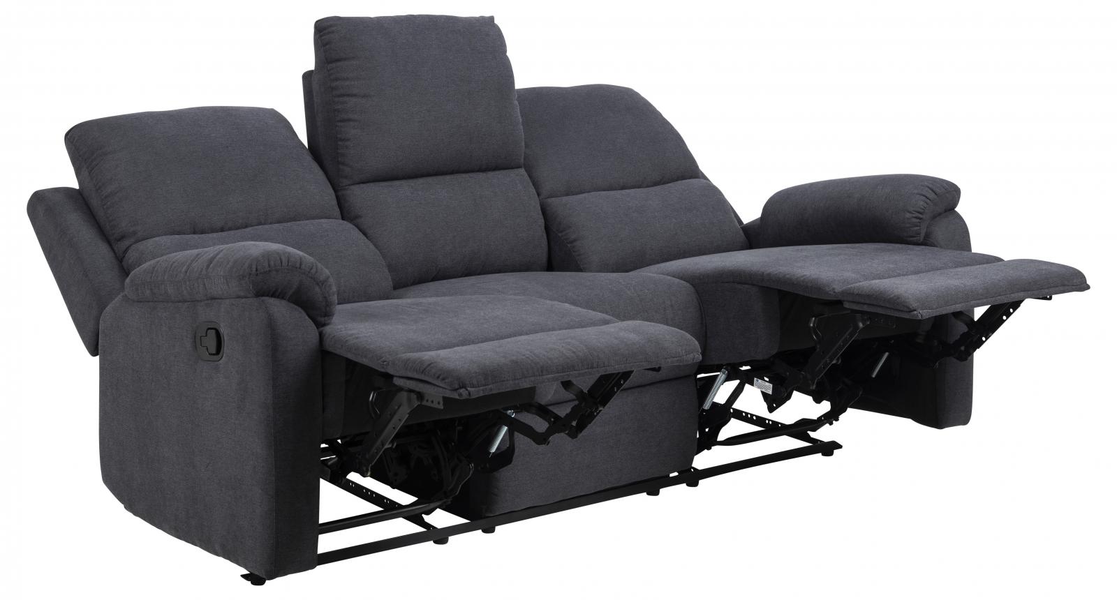 Rozkłada sofa grafitowa z regulacją oparcia i podnóżka