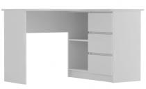 Biurko narożne Meblobranie MBR1 z szufladami pod komputer białe 124 cm