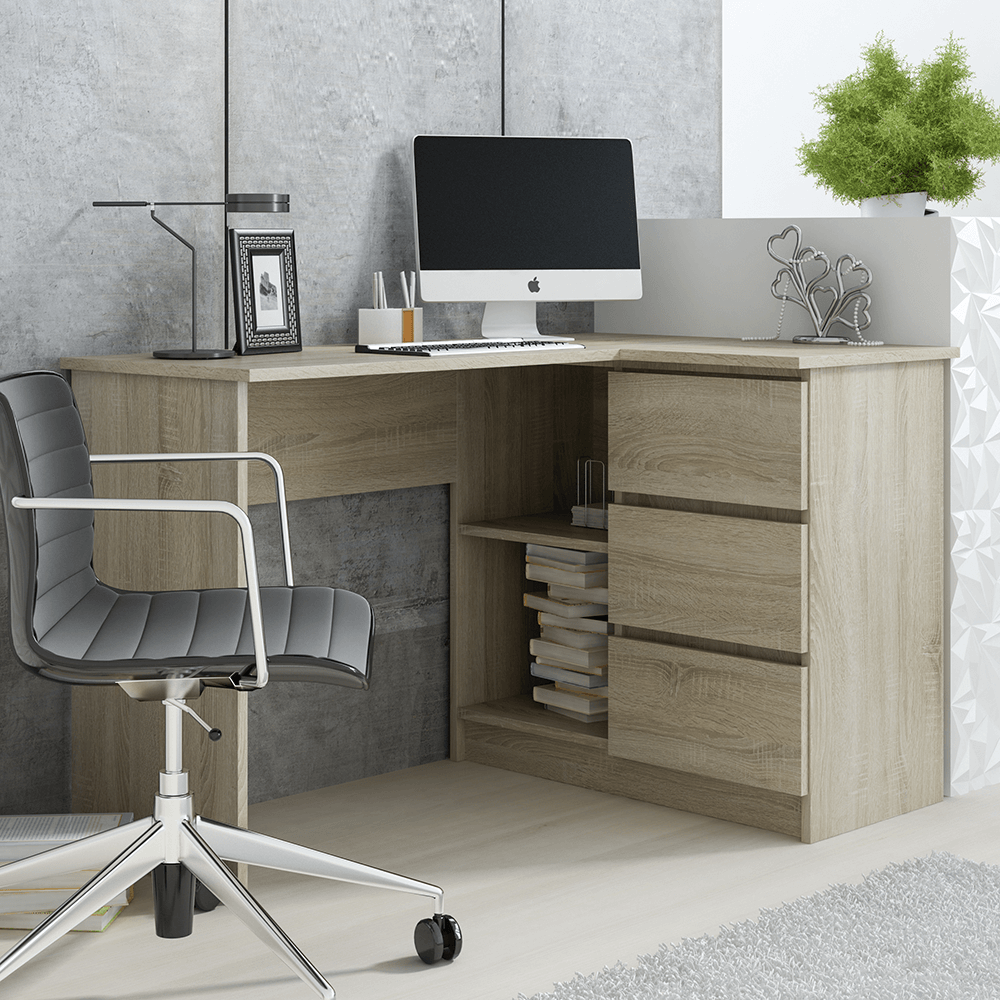 Biurko narożne dąb sonoma aranżacja