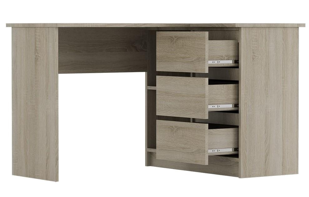 Biurko narożne dąb sonoma MBR2 z półkami