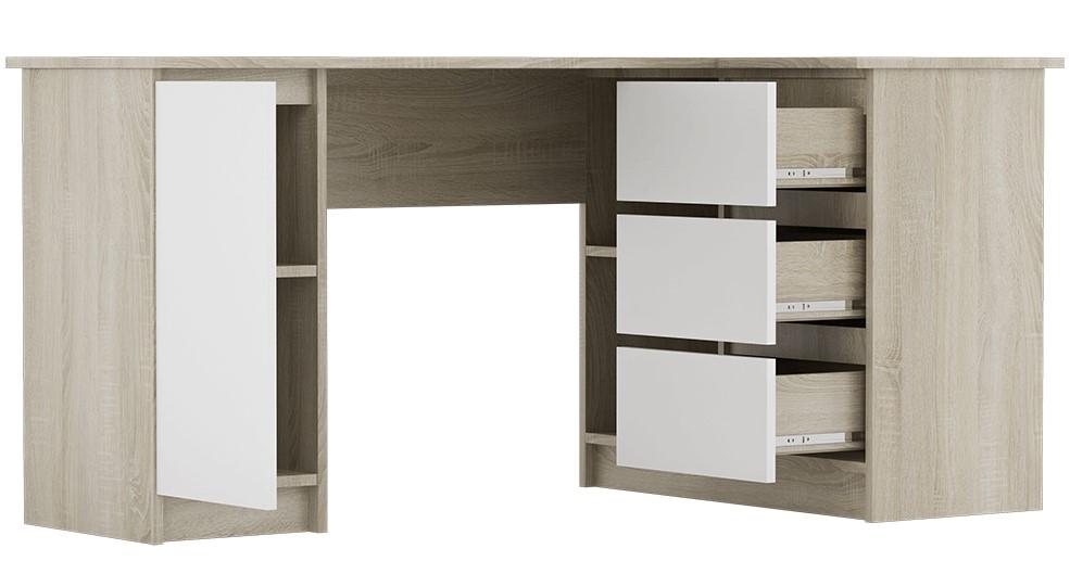 Biurko z szufladami narożne dąb sonoma