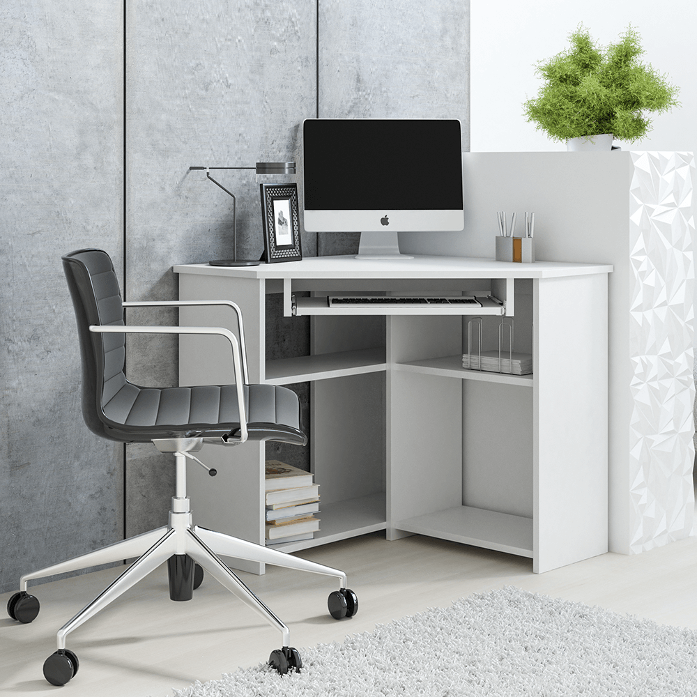 Biurko narożne L1 białe - aranżacja