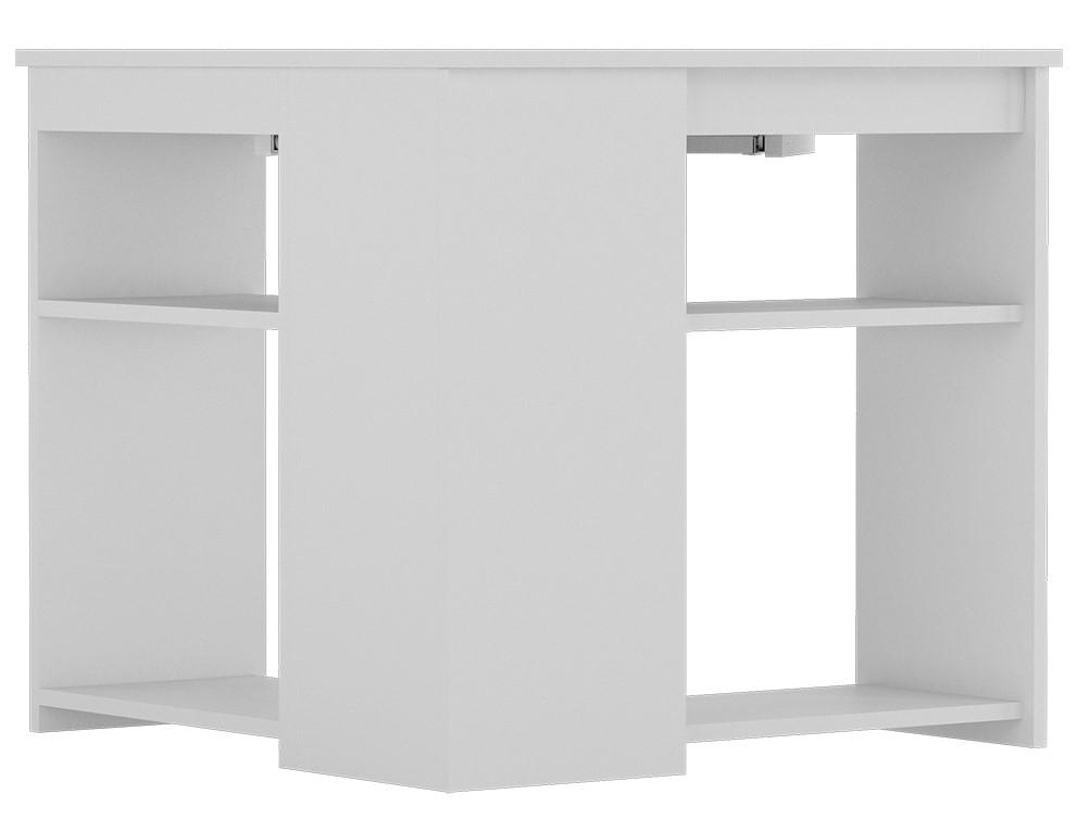 L1 narożne biurko z pólkami i wysuwaną półką białe