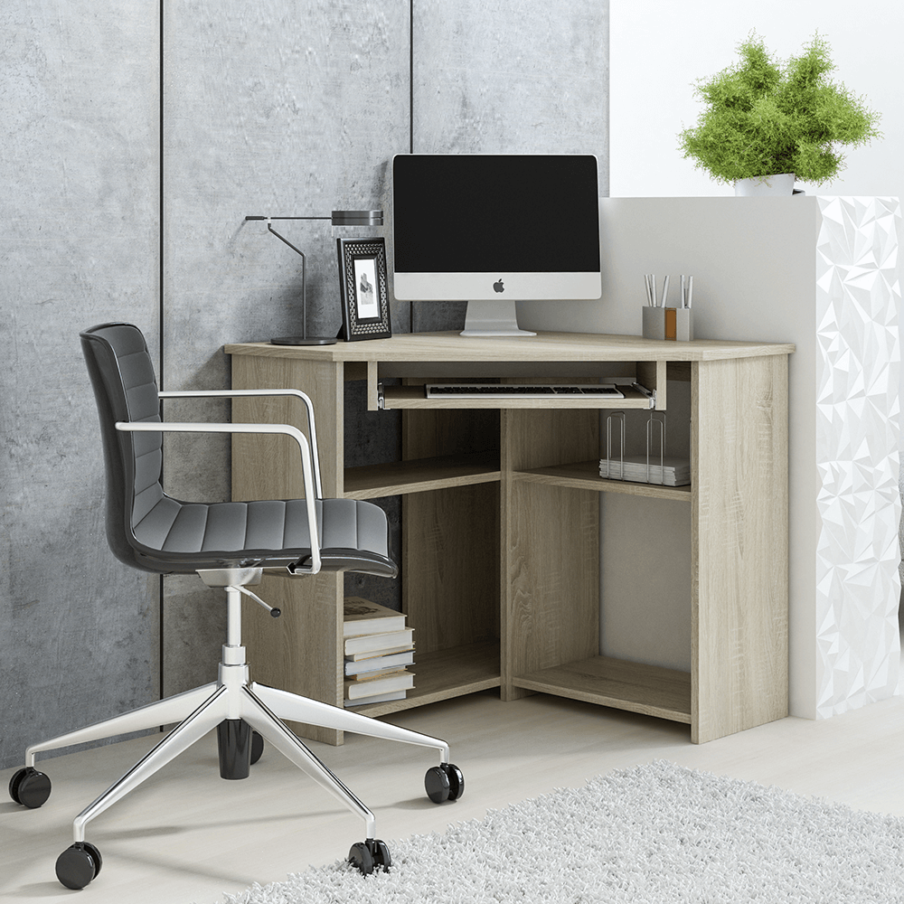 biurko narożne dąb sonoma - aranżacja