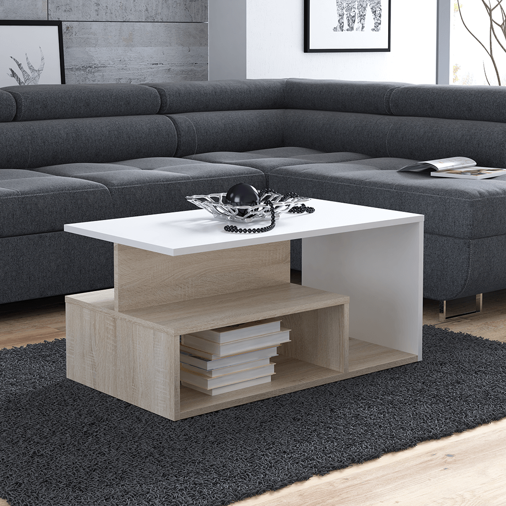 Stolik kawowy Leka Dąb sonoma + biały - aranżacja