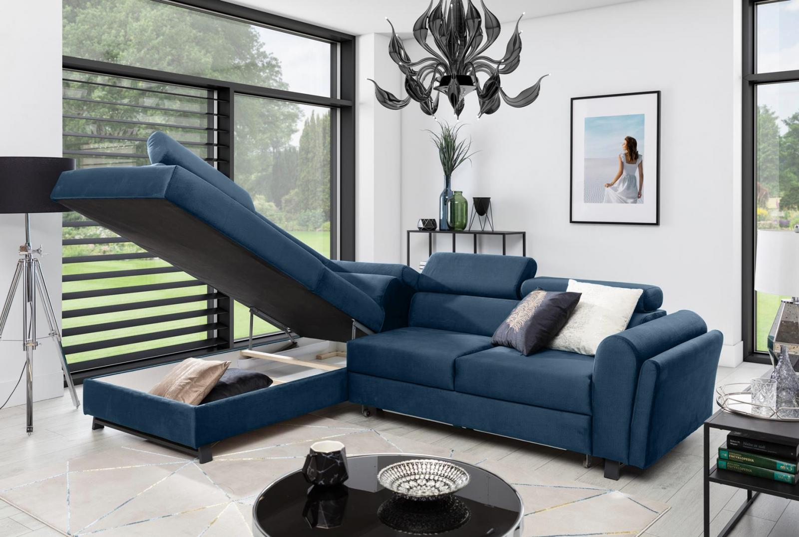 Skrzynia na pościel narożnika z funkcją spania