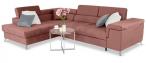 Narożnik z funkcją spania pudrowy róż lewostronny Eridano 275x202 cm
