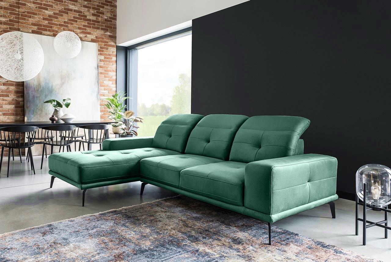 ciemnozielony narożnik pikowany na nóżkach