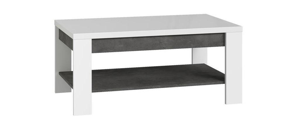 Stolik kawowy biały z półką beton