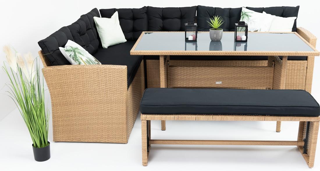 technorattanowy zestaw ogrodowy z ławką