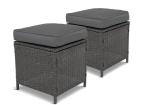 2x Grafitowa technorattanowa pufa z poduszką Topiano Anthracite & Ice Grey