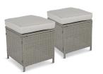 Dwie szare pufy z technorattanu Topiano Grey & Ivory