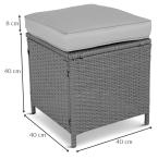 Dwie szare pufy z technorattanu Topiano Grey & Ivory