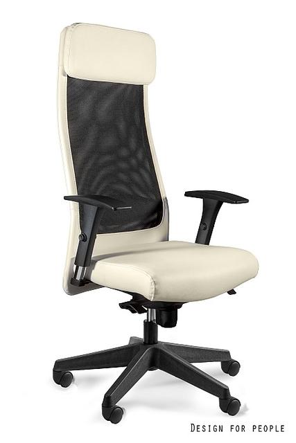 biały fotel z siatki Ares