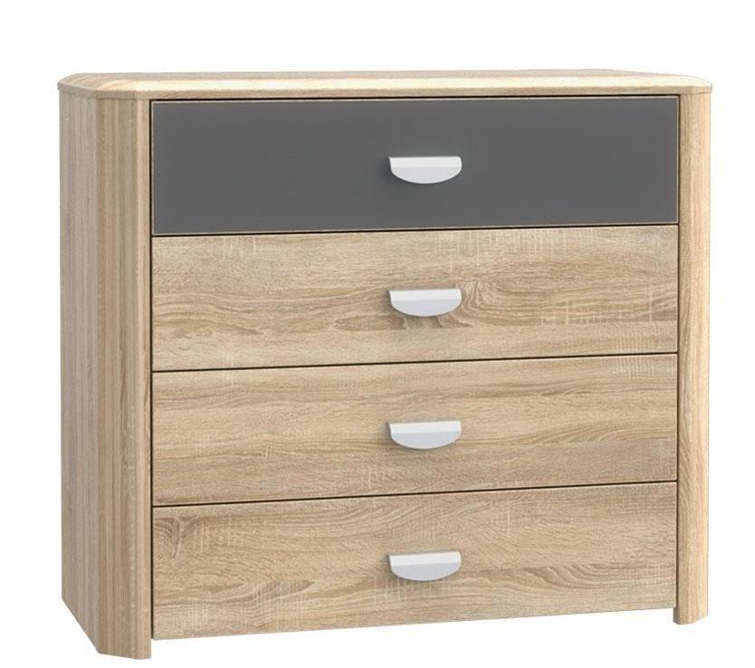 Komoda z czterema szufladami dąb sonoma i szary mat Forte YOOP